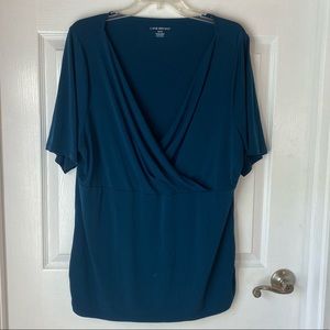 Lane Bryant Teal Blue Short Sleeve Blouse